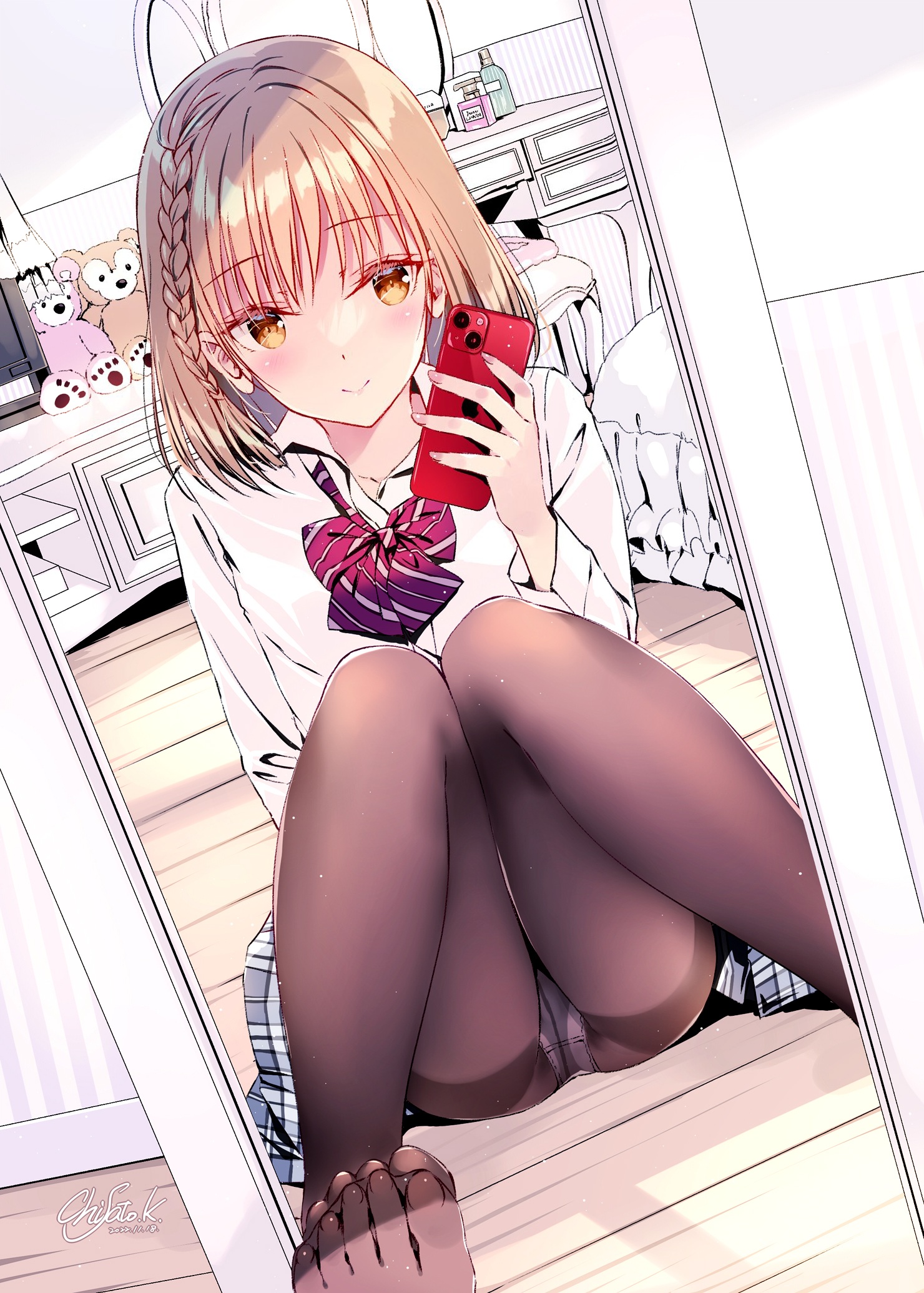 Kobayashi Chisato Pantsu Pantyhose Seifuku Selfie Skirt Lift